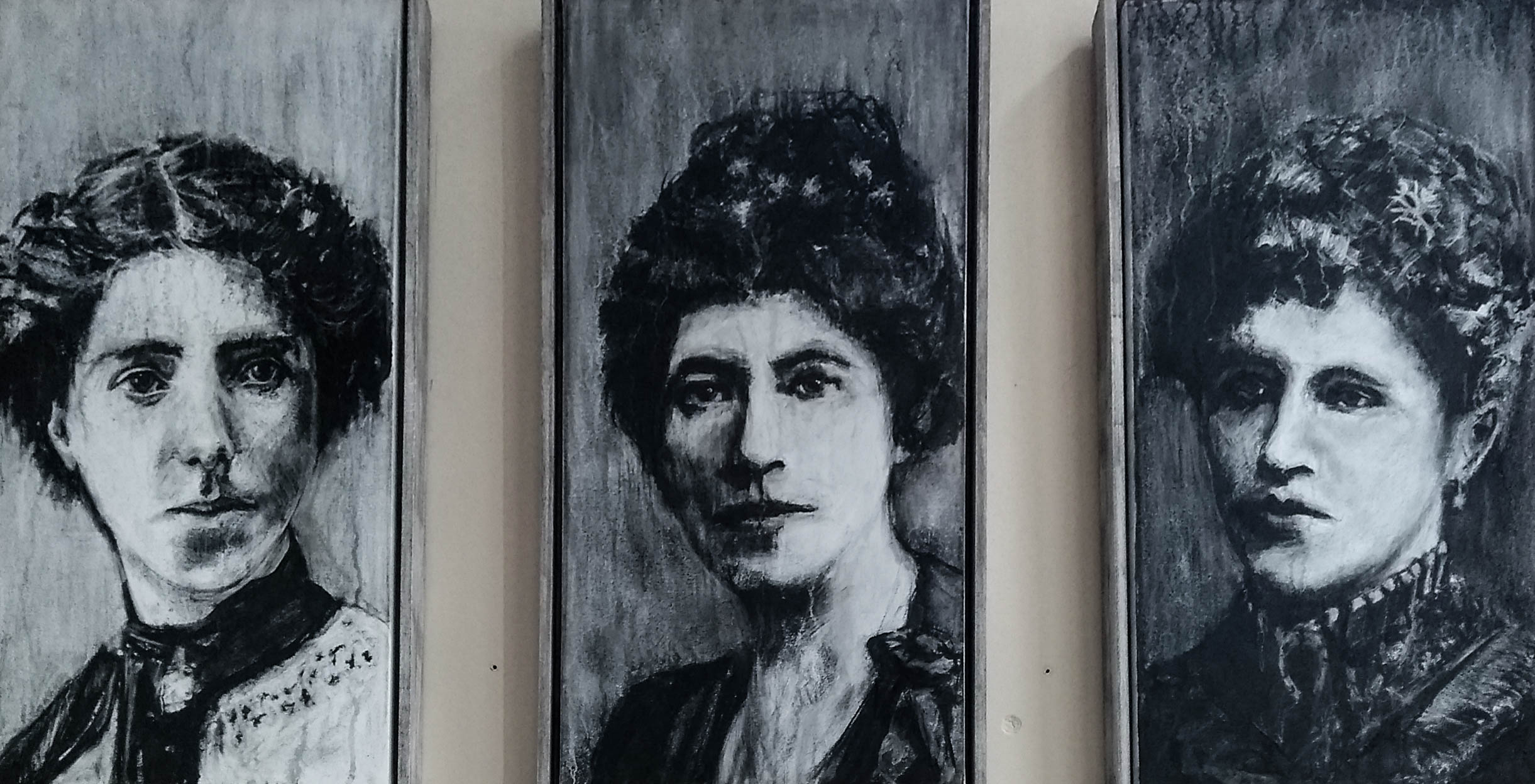 Portraits of Widows of 1916 in Sligo Library, venue for the Sinéad Gleeson talk