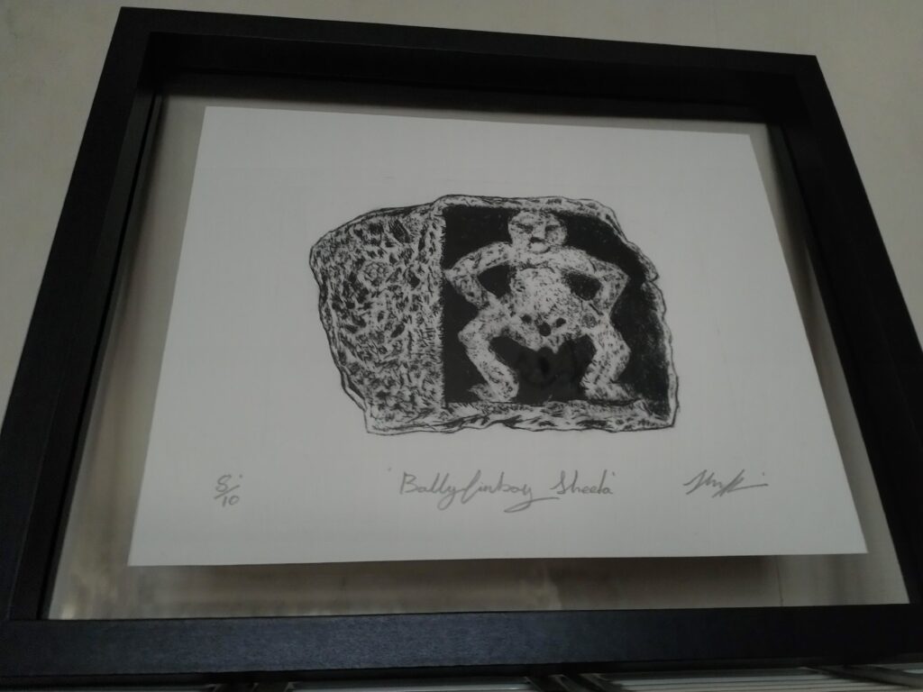 Print of Ballyfinboy Sheela na Gig by John Flynn